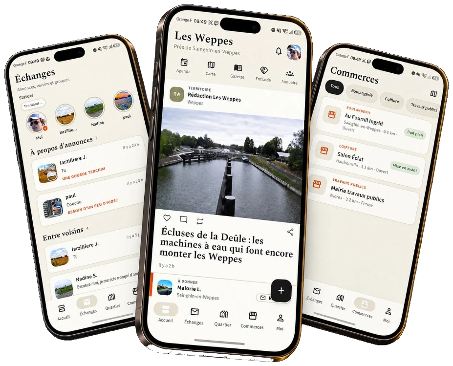 Aperçu de l’application Les Weppes : fil, échanges et commerces
