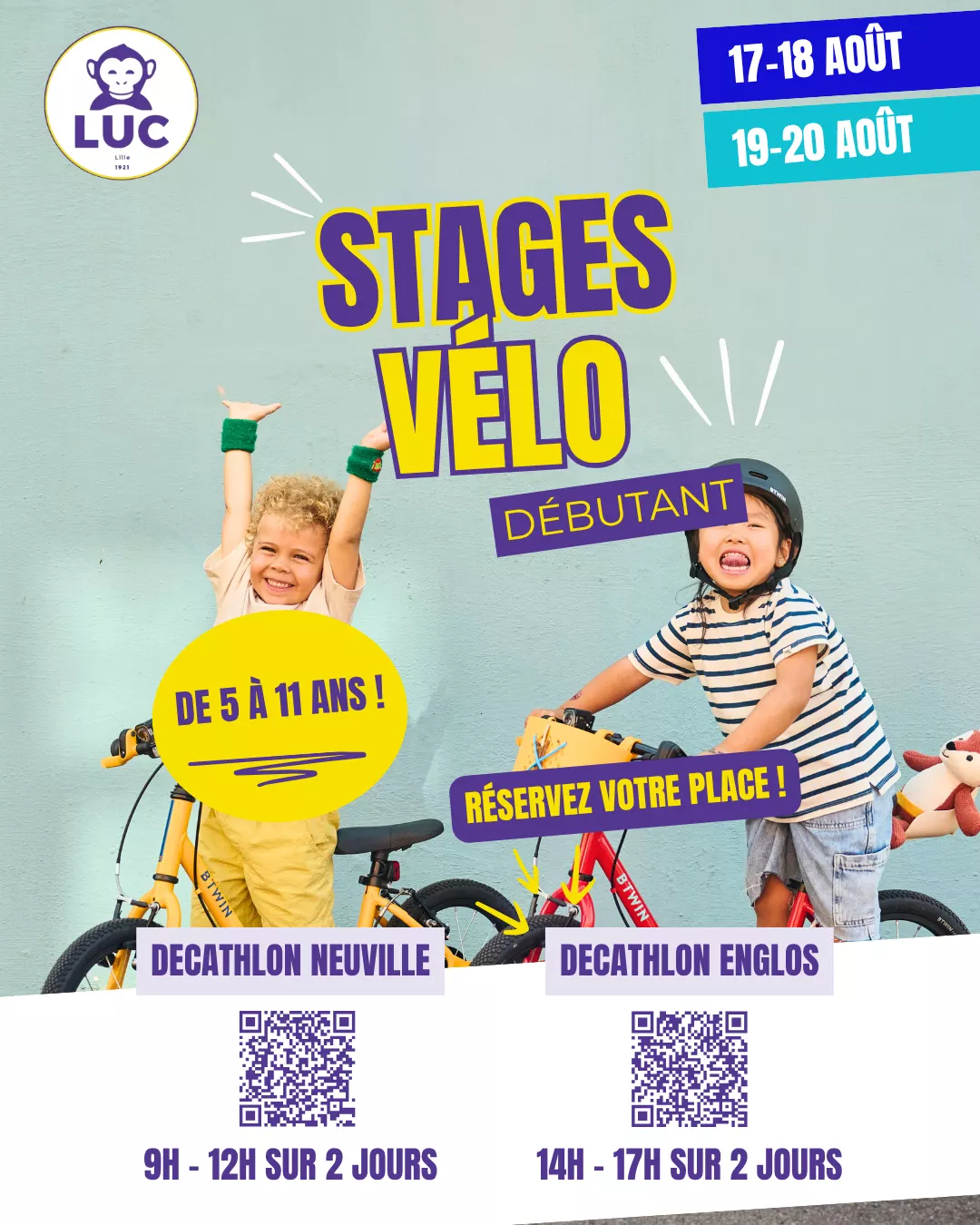 Stages vélo Débutant pour enfants